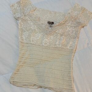 Cream Lace Top - Sz M